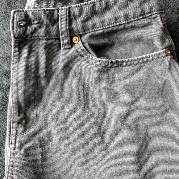 Black Distressed High Rise Wide Leg Raw Cut Rewash Jeans 31x28 Grunge Neutral - Picture 5 of 13